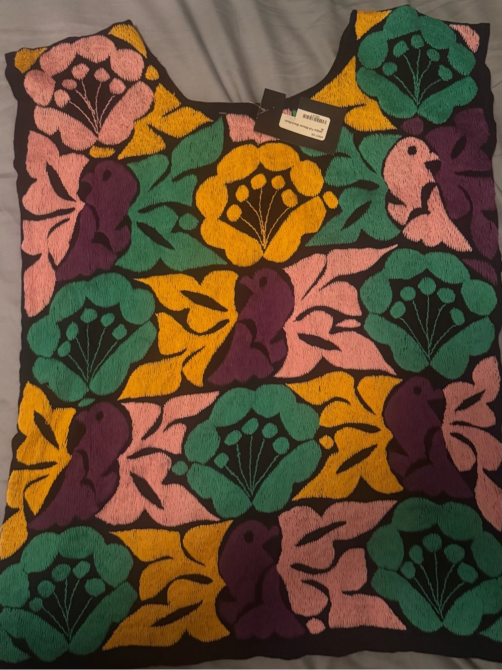 Jalapa Mexican Style Colorblock Floral Embroidered Women’s Top - Multicolor